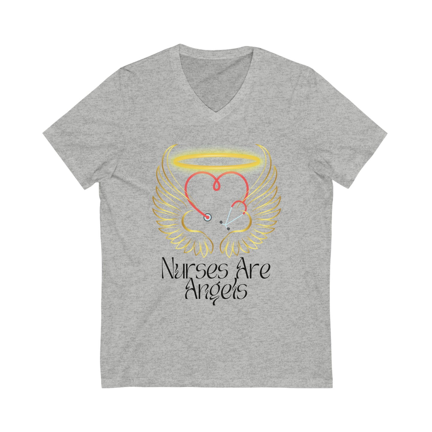"Nurses are Angels" - Jersey Short Sleeve V-Neck Tee
