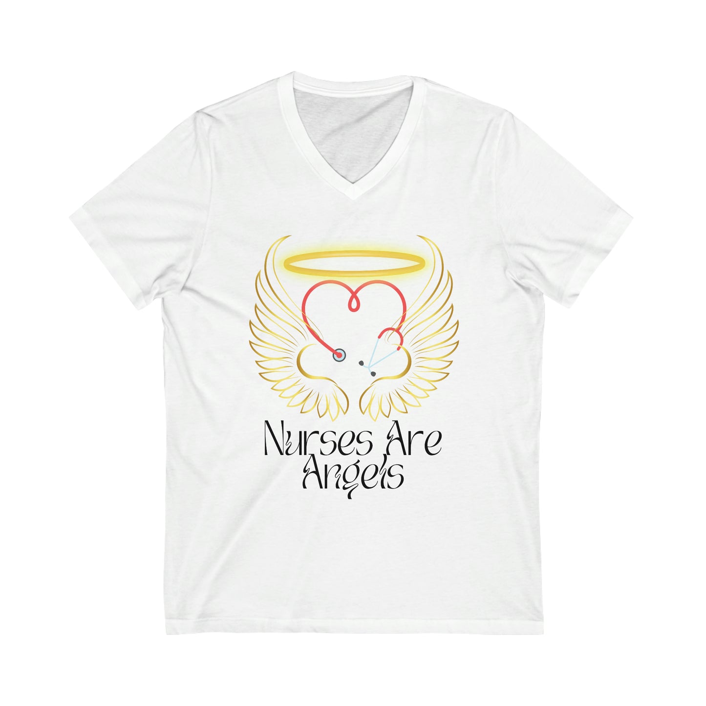 "Nurses are Angels" - Jersey Short Sleeve V-Neck Tee