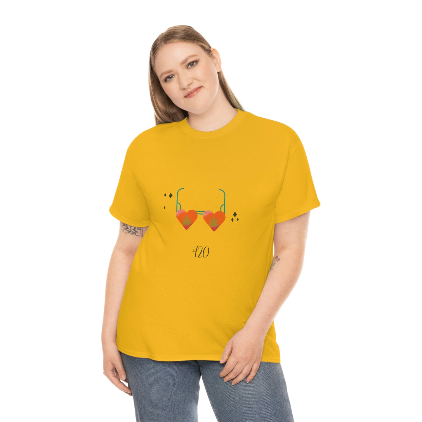 "Heart Shaped 420 Shades" Unisex Heavy Cotton Tee