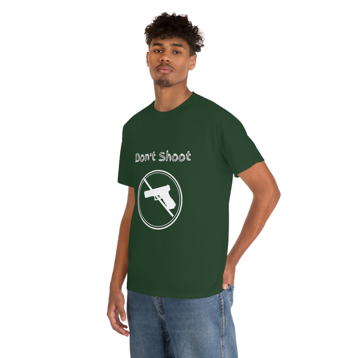 "Don't Shoot - White Print" Unisex Heavy Cotton Tee: From the "Peace In The Streets Collection"