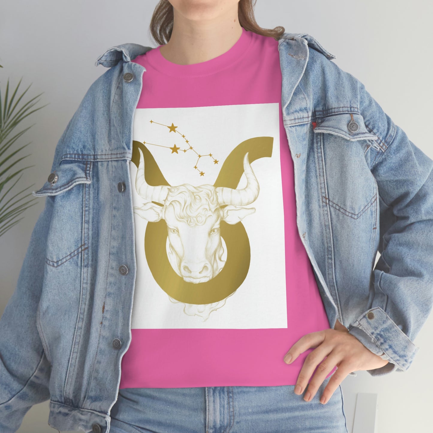 "Taurus Bull Head in Symbol" With White Background Unisex Heavy Cotton Tee