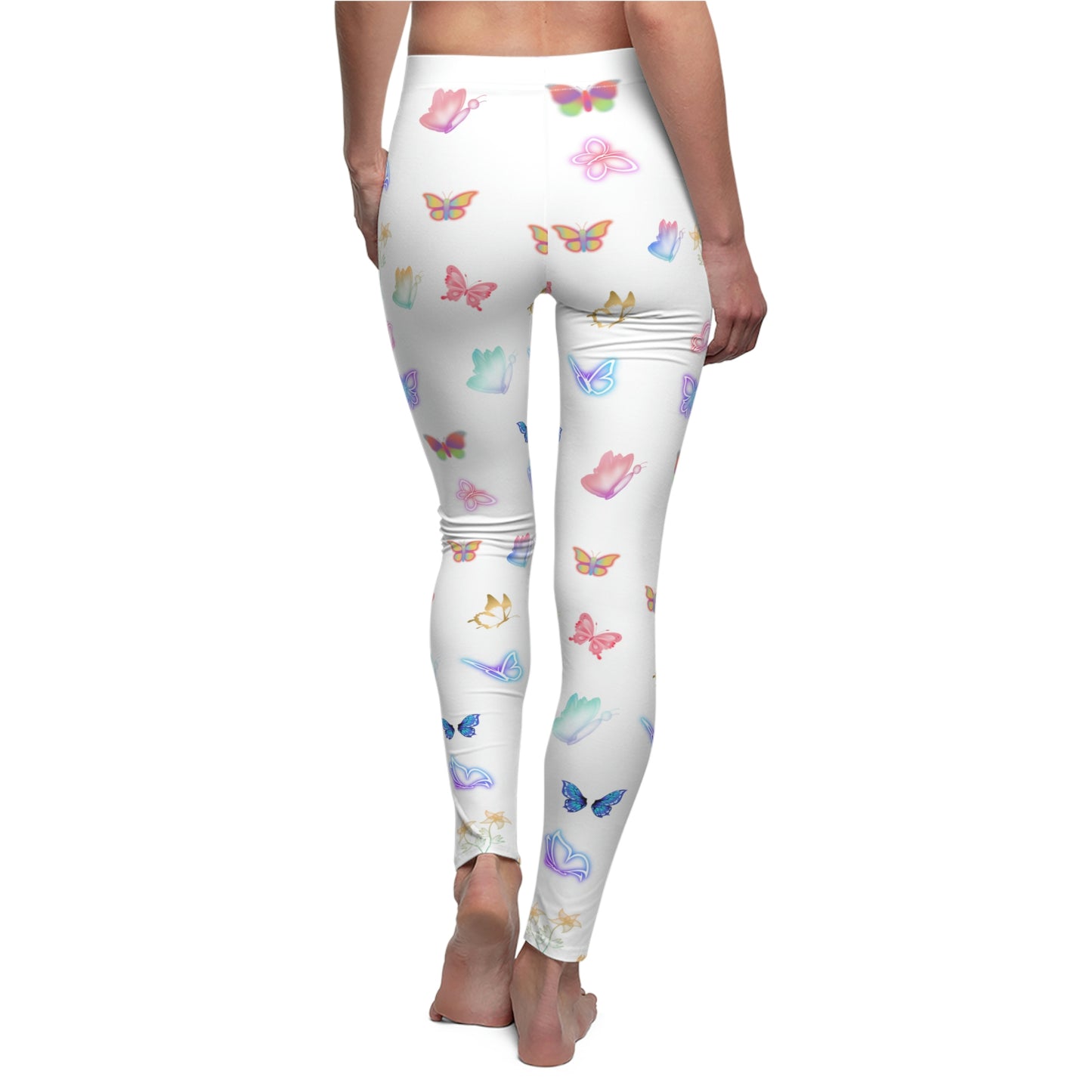 White Glowing Butterflies Women's Casual Leggings