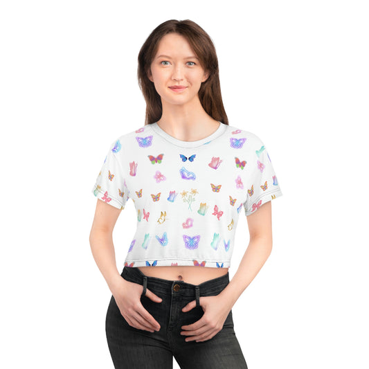 Glowing Butterflies Crop Tee