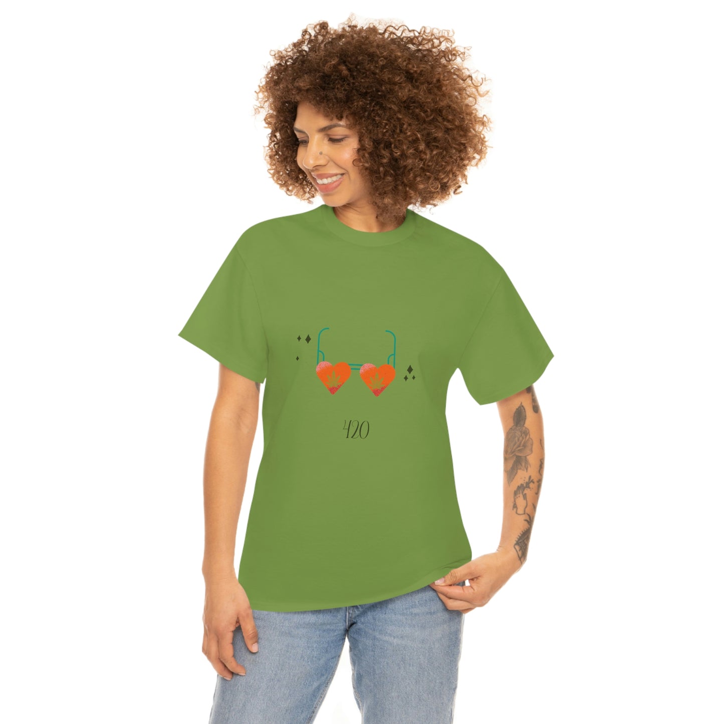 "Heart Shaped 420 Shades" Unisex Heavy Cotton Tee