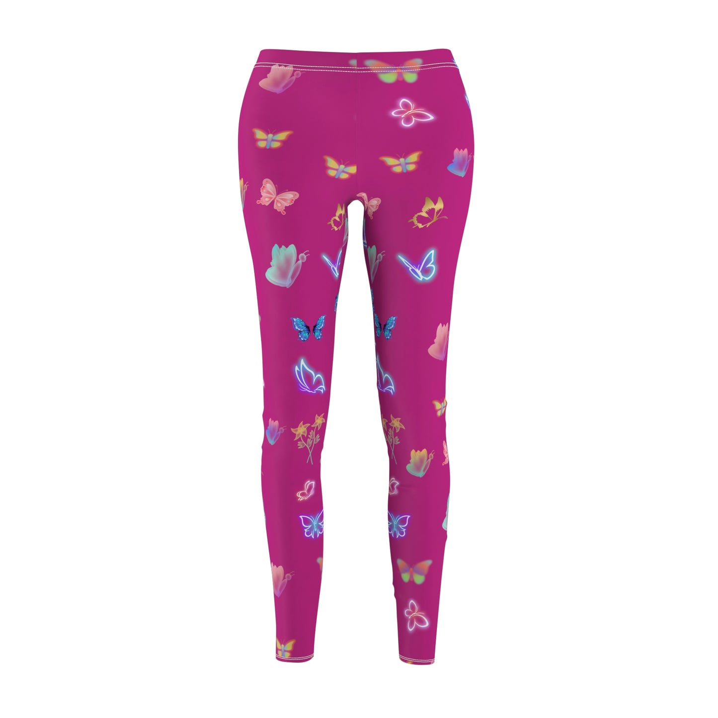 Pink Glowing Butterflies Women's Casual Leggings