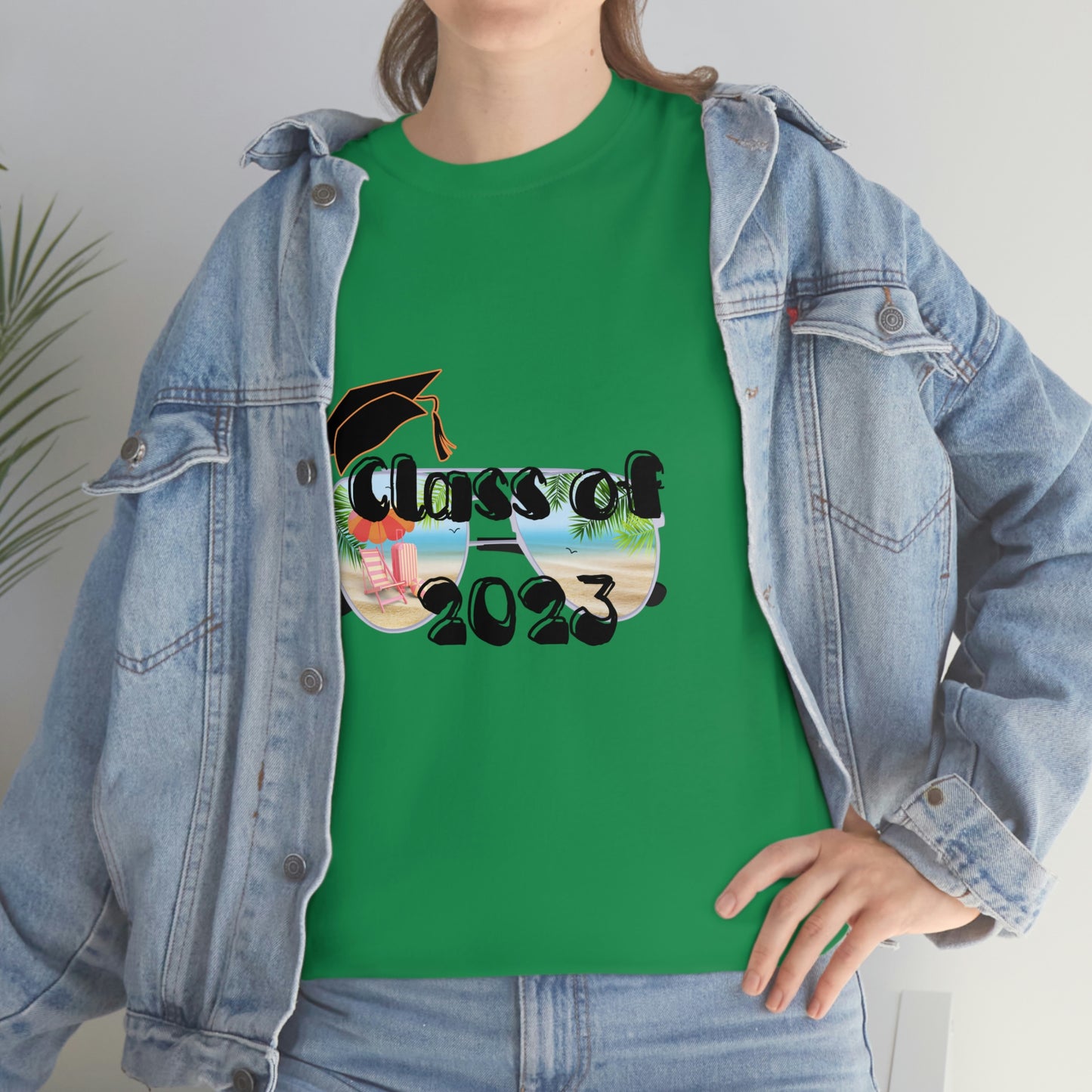 "Class of 2023 Cap over Shades": 2023 Graduate: Unisex Heavy Cotton Tee