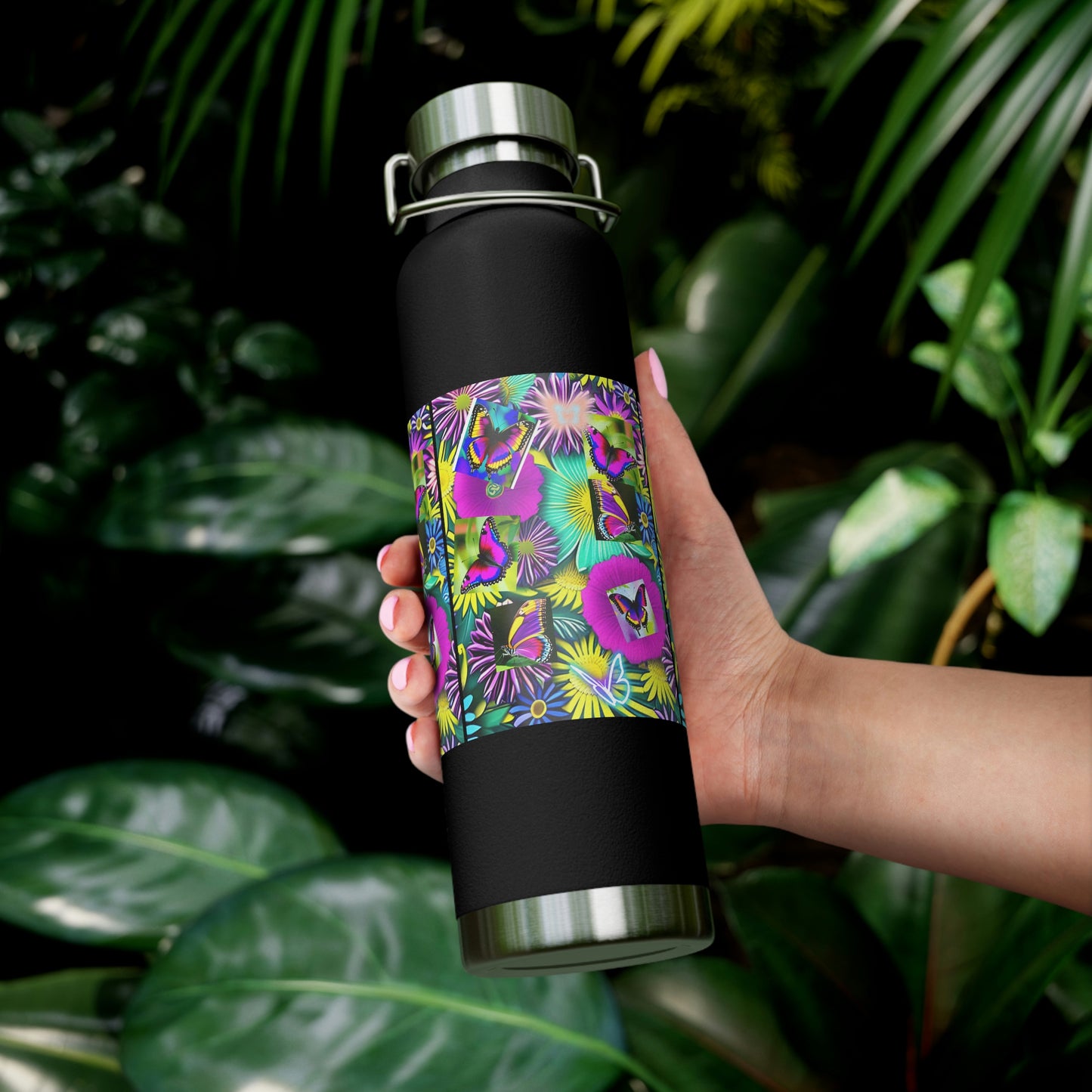 "Butterfly Garden" - Copper Vacuum Insulated Bottle, 22oz