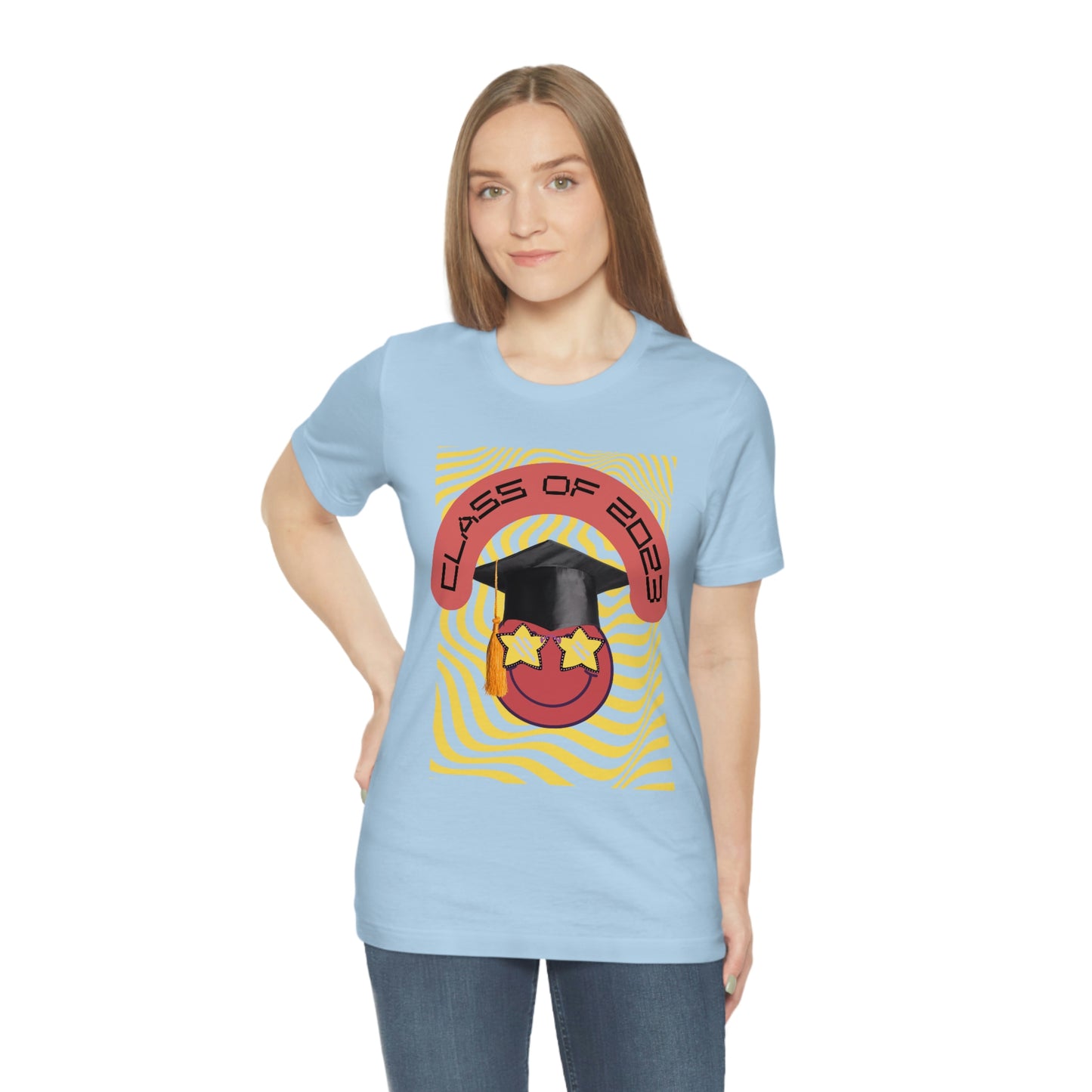 "Starry Eyed 2023 Smiley Graduate" Unisex Jersey Short Sleeve Tee