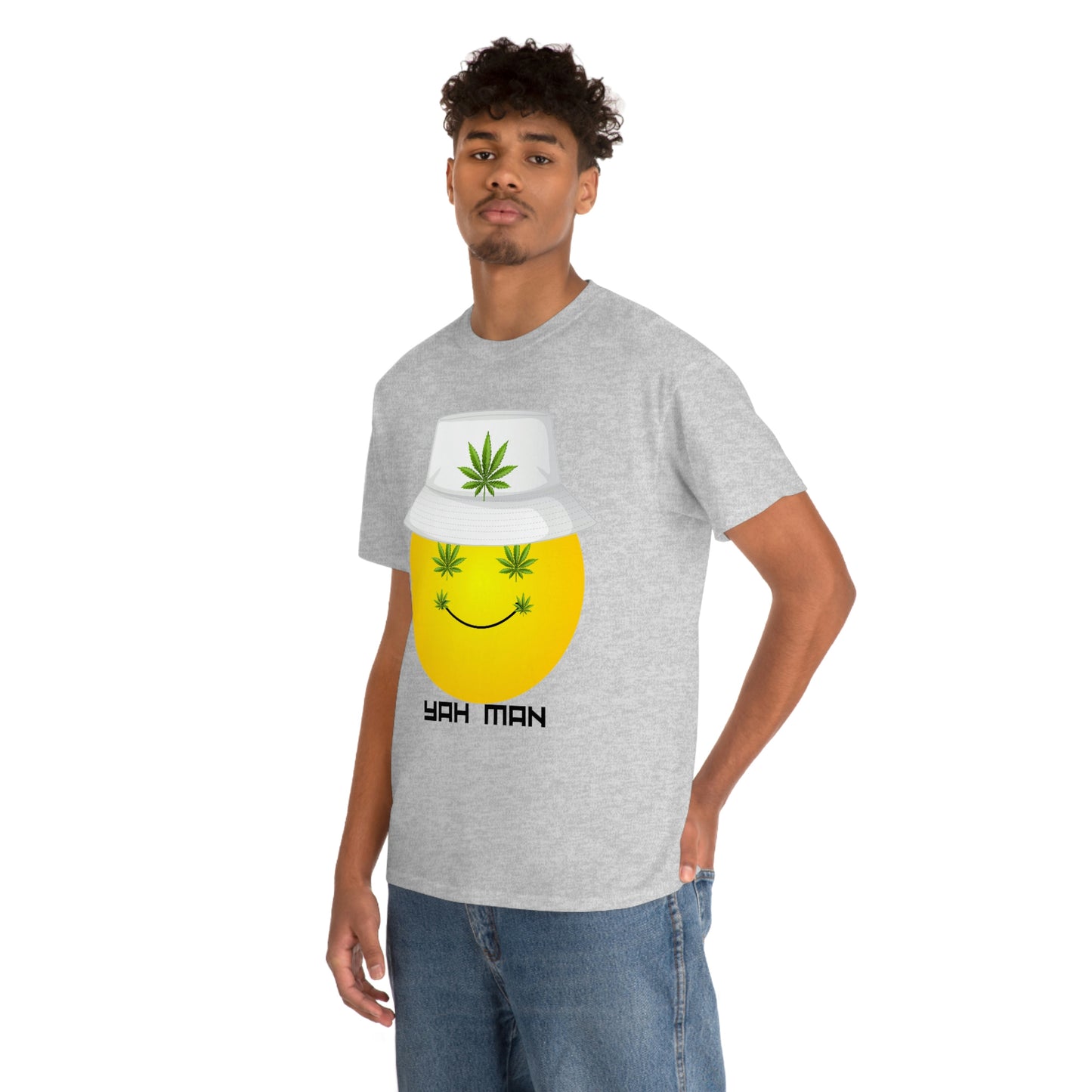 "Weed Emoji in Bucket Hat" Unisex Heavy Cotton Tee