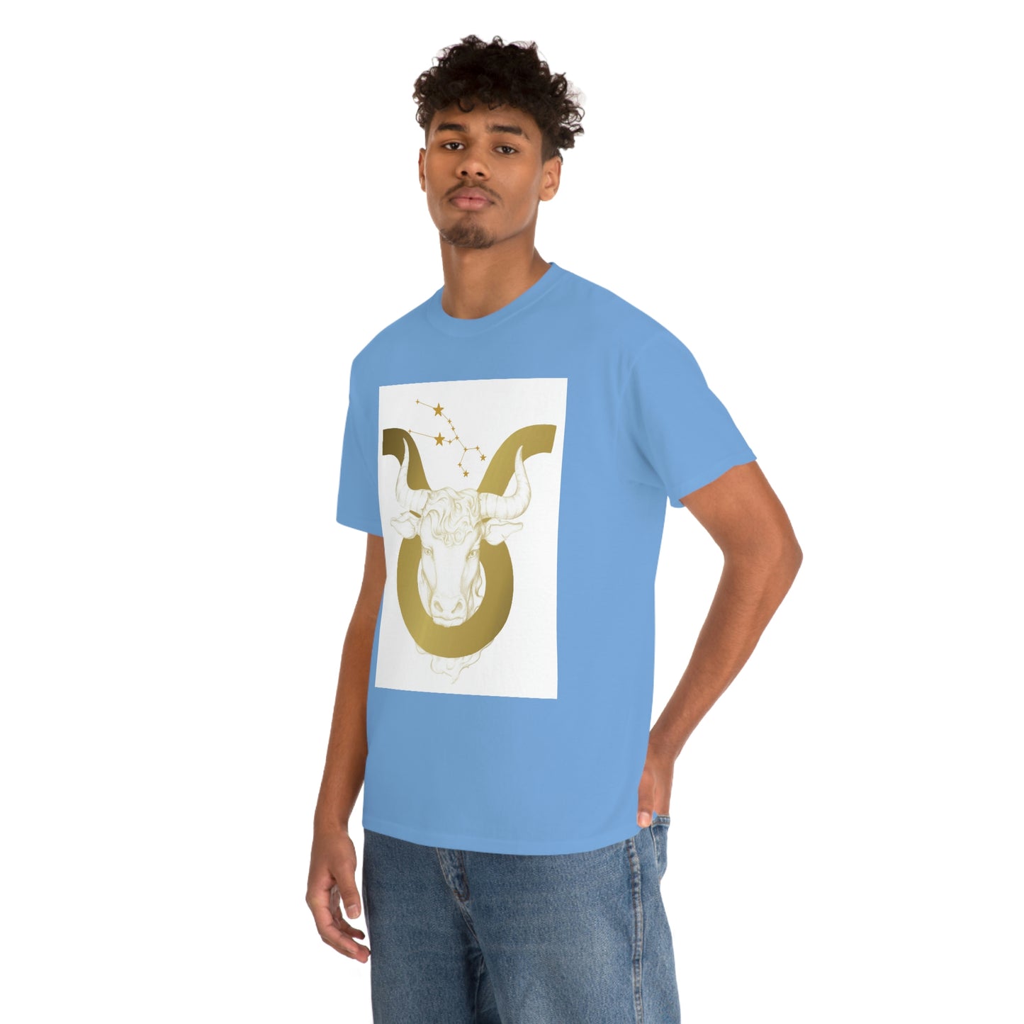 "Taurus Bull Head in Symbol" With White Background Unisex Heavy Cotton Tee