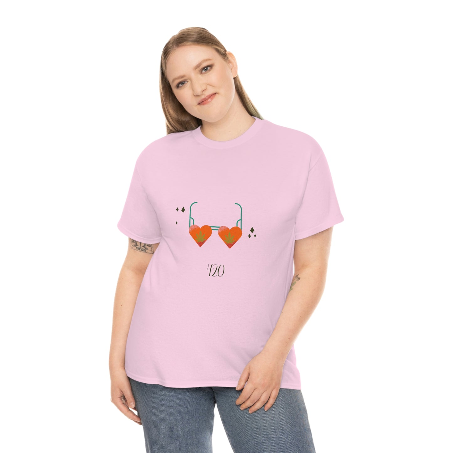 "Heart Shaped 420 Shades" Unisex Heavy Cotton Tee