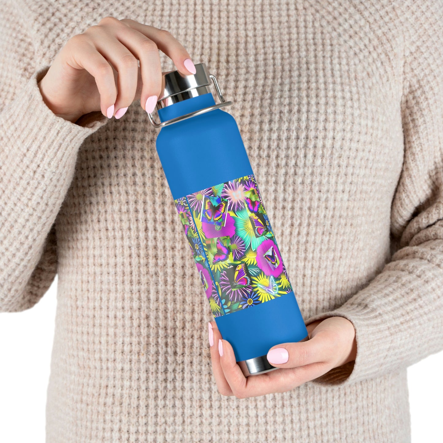"Butterfly Garden" - Copper Vacuum Insulated Bottle, 22oz