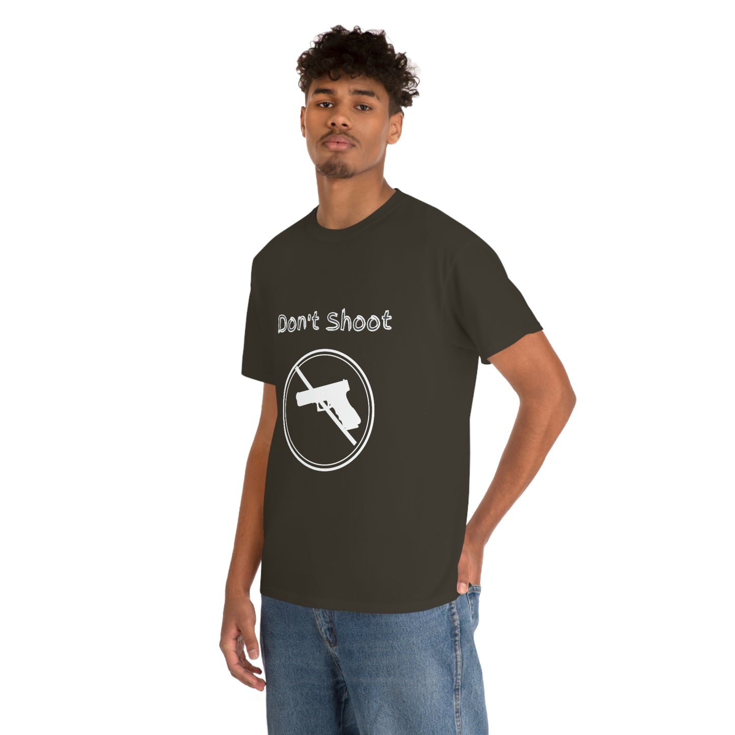 "Don't Shoot - White Print" Unisex Heavy Cotton Tee: From the "Peace In The Streets Collection"