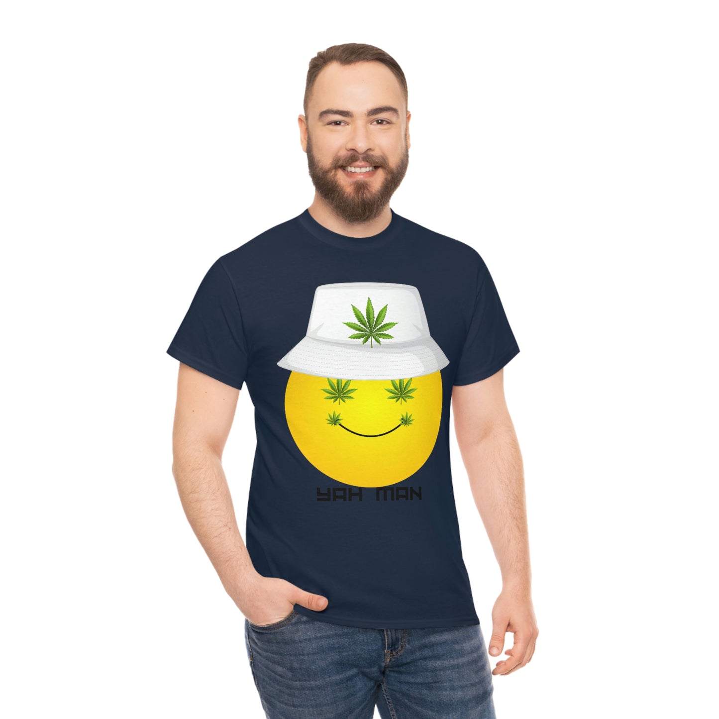 "Weed Emoji in Bucket Hat" Unisex Heavy Cotton Tee