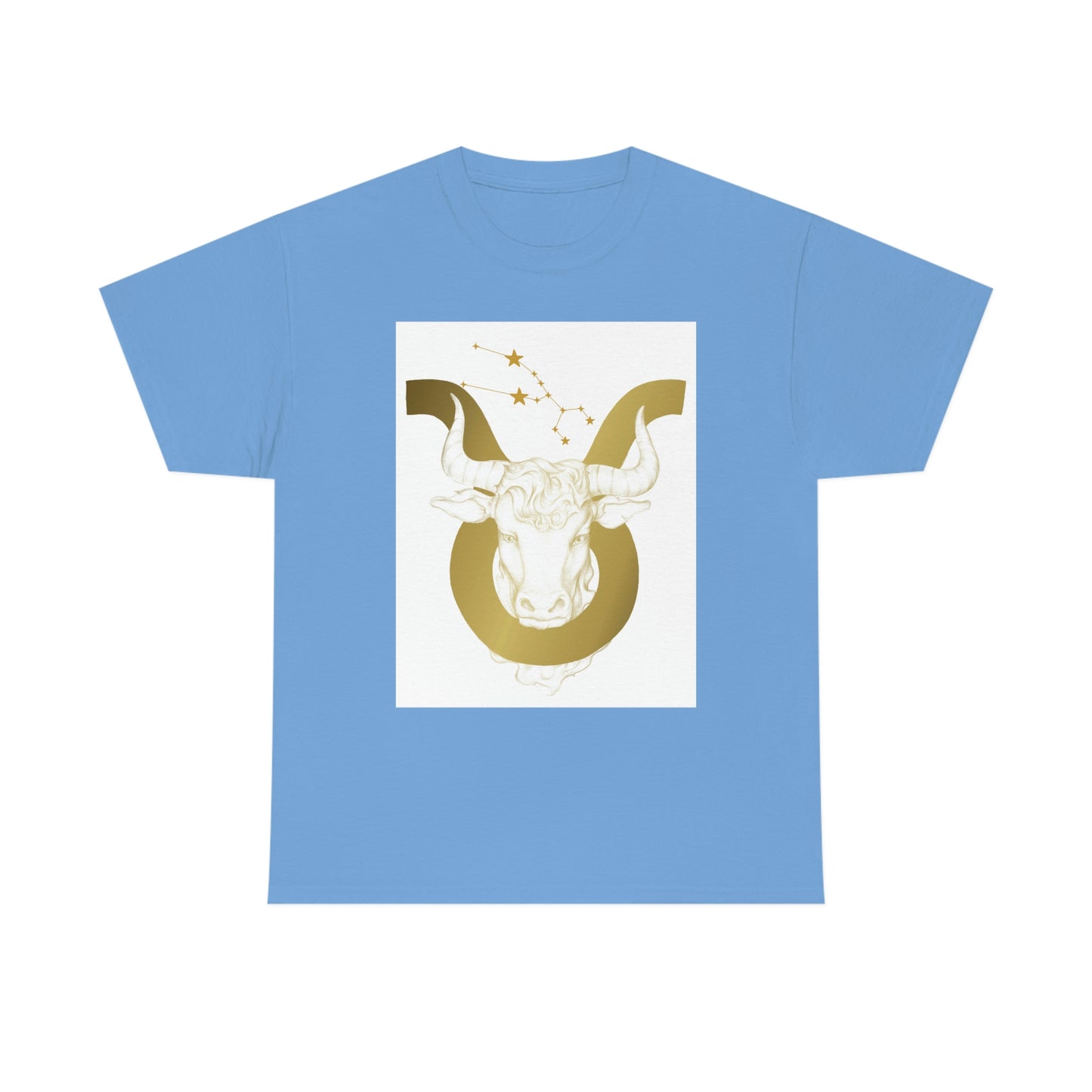 "Taurus Bull Head in Symbol" With White Background Unisex Heavy Cotton Tee