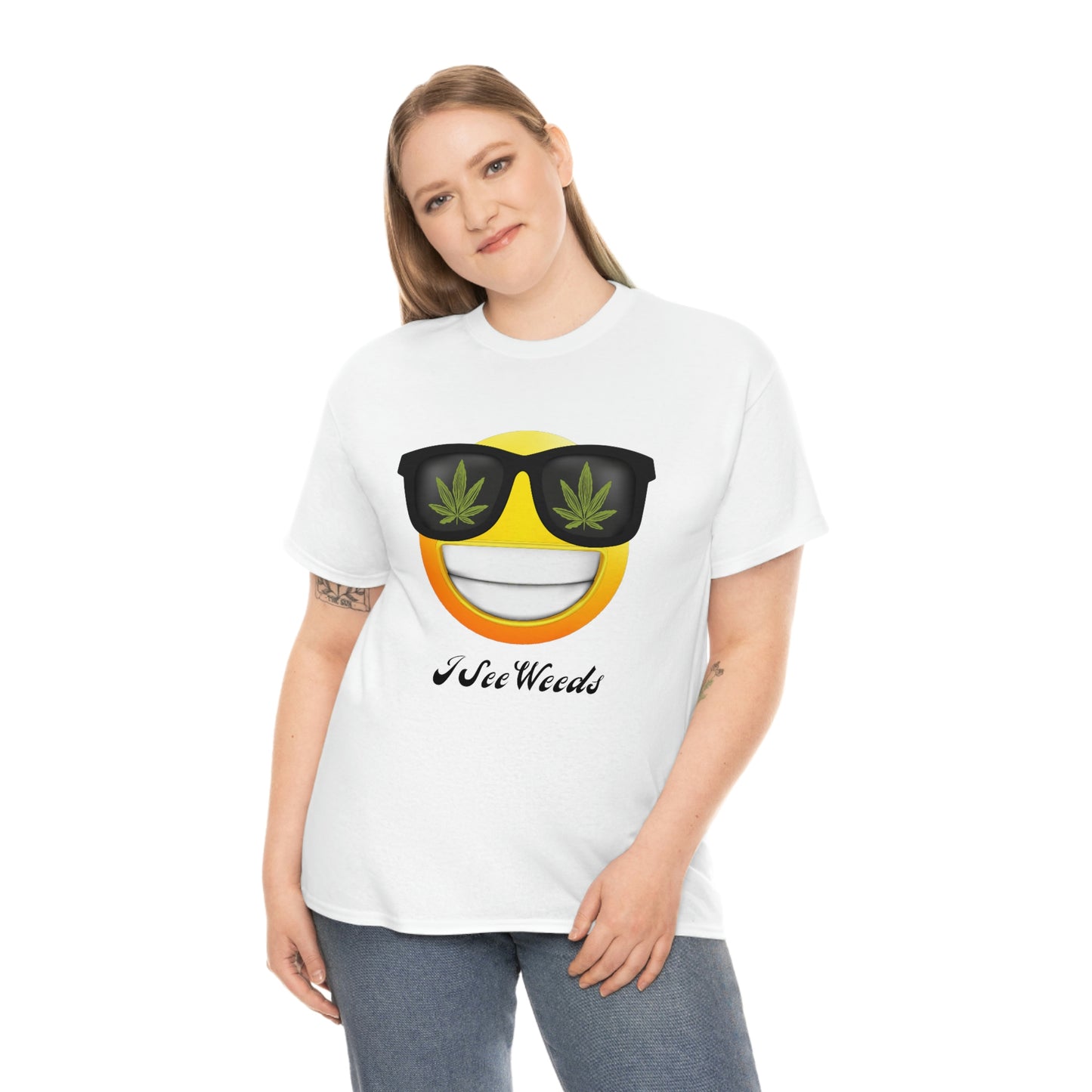 "I See Weeds - Smiley Face" Unisex Heavy Cotton Tee