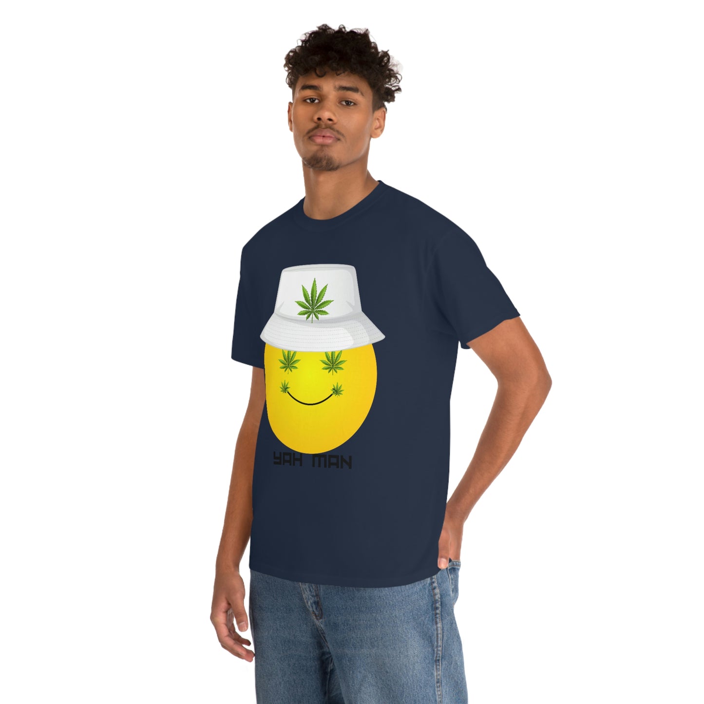 "Weed Emoji in Bucket Hat" Unisex Heavy Cotton Tee