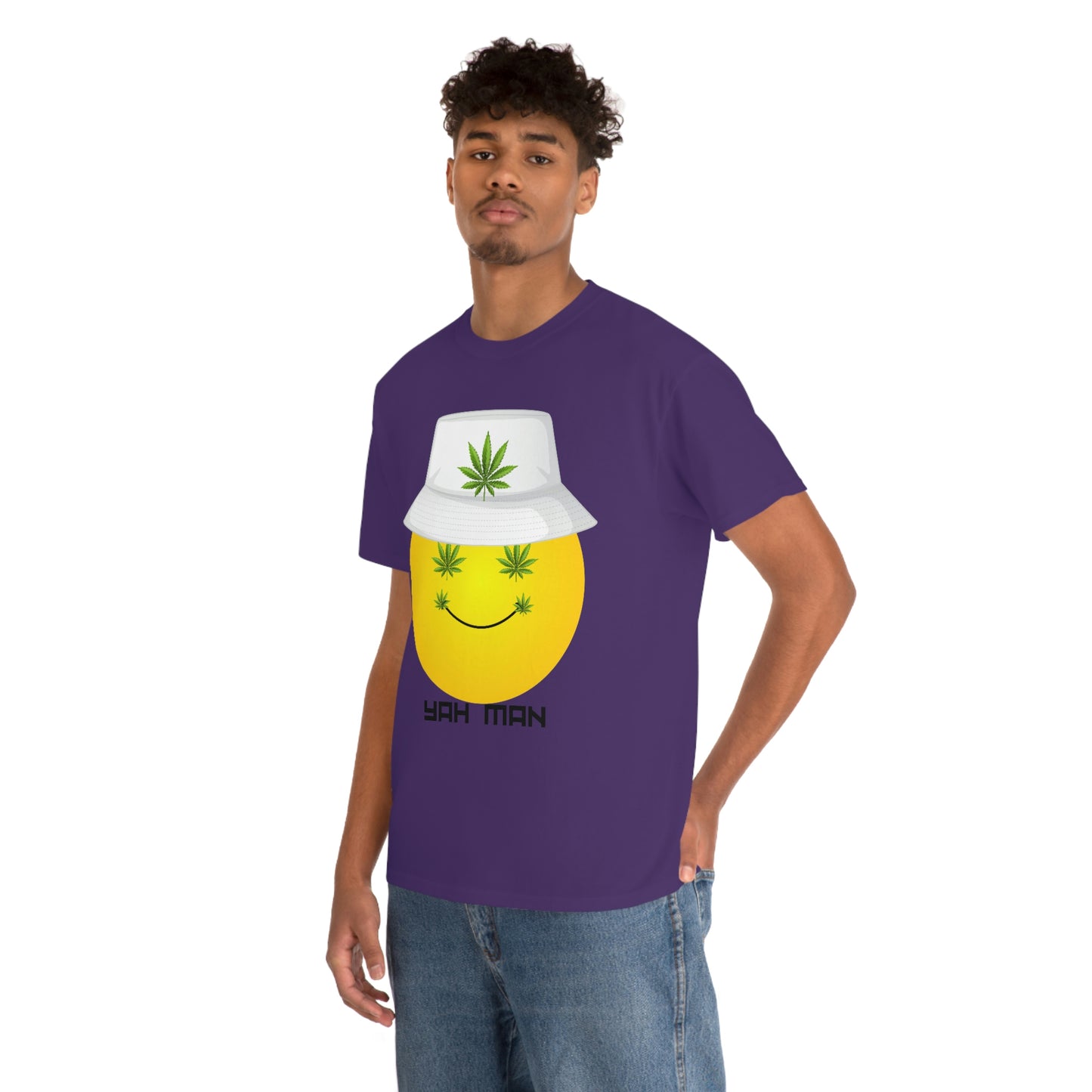 "Weed Emoji in Bucket Hat" Unisex Heavy Cotton Tee