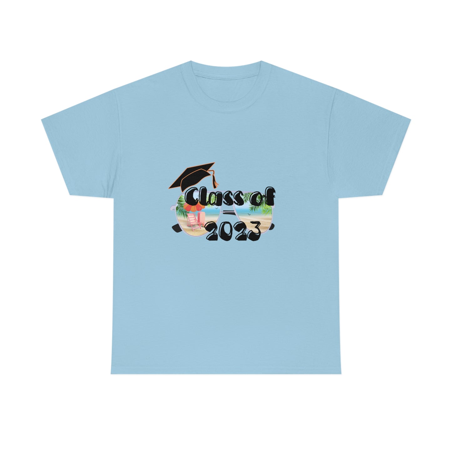 "Class of 2023 Cap over Shades": 2023 Graduate: Unisex Heavy Cotton Tee