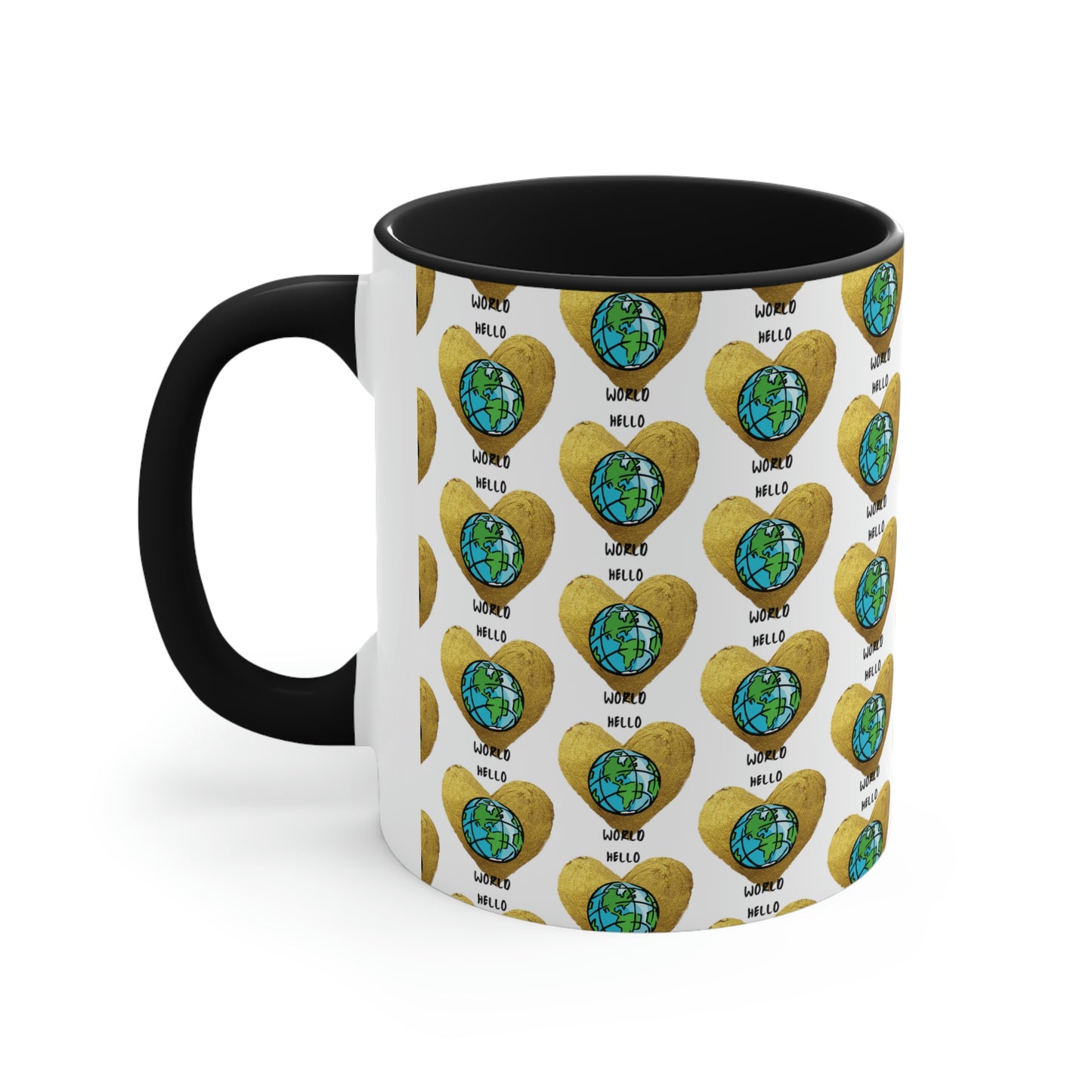 "HELLO WORLD" Accent Coffee Mug, 11oz