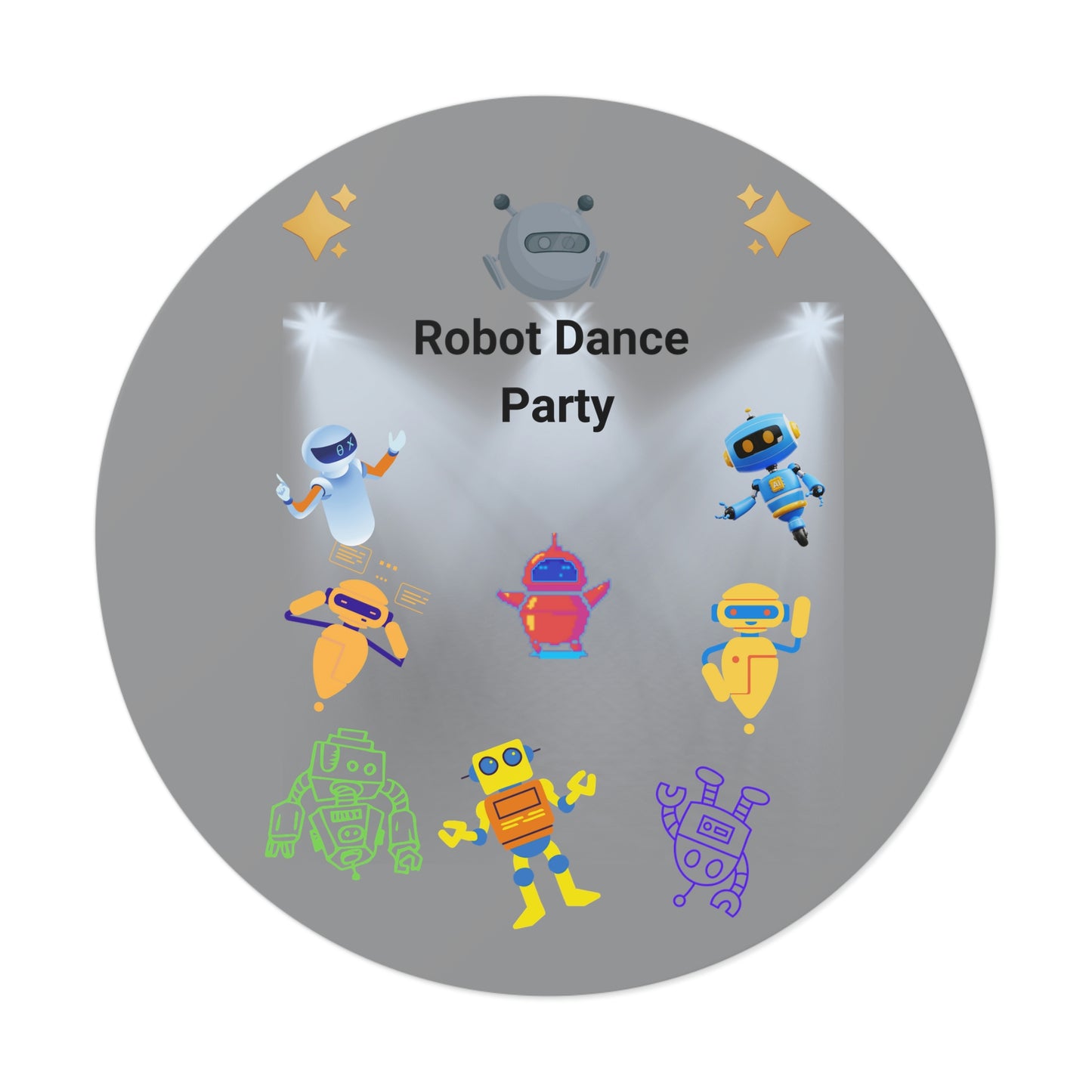 "Robot Dance Party" - Round Vinyl Stickers