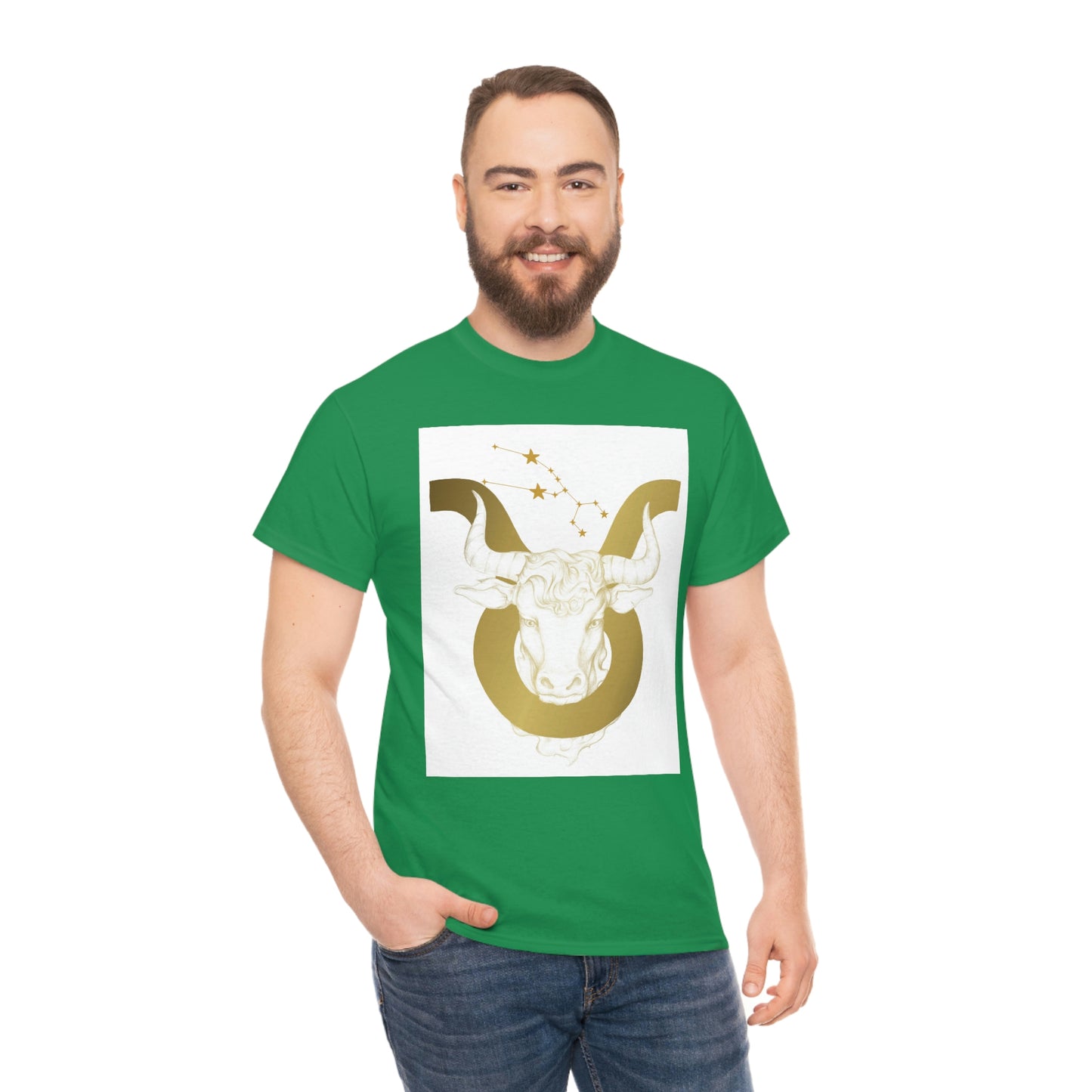 "Taurus Bull Head in Symbol" With White Background Unisex Heavy Cotton Tee