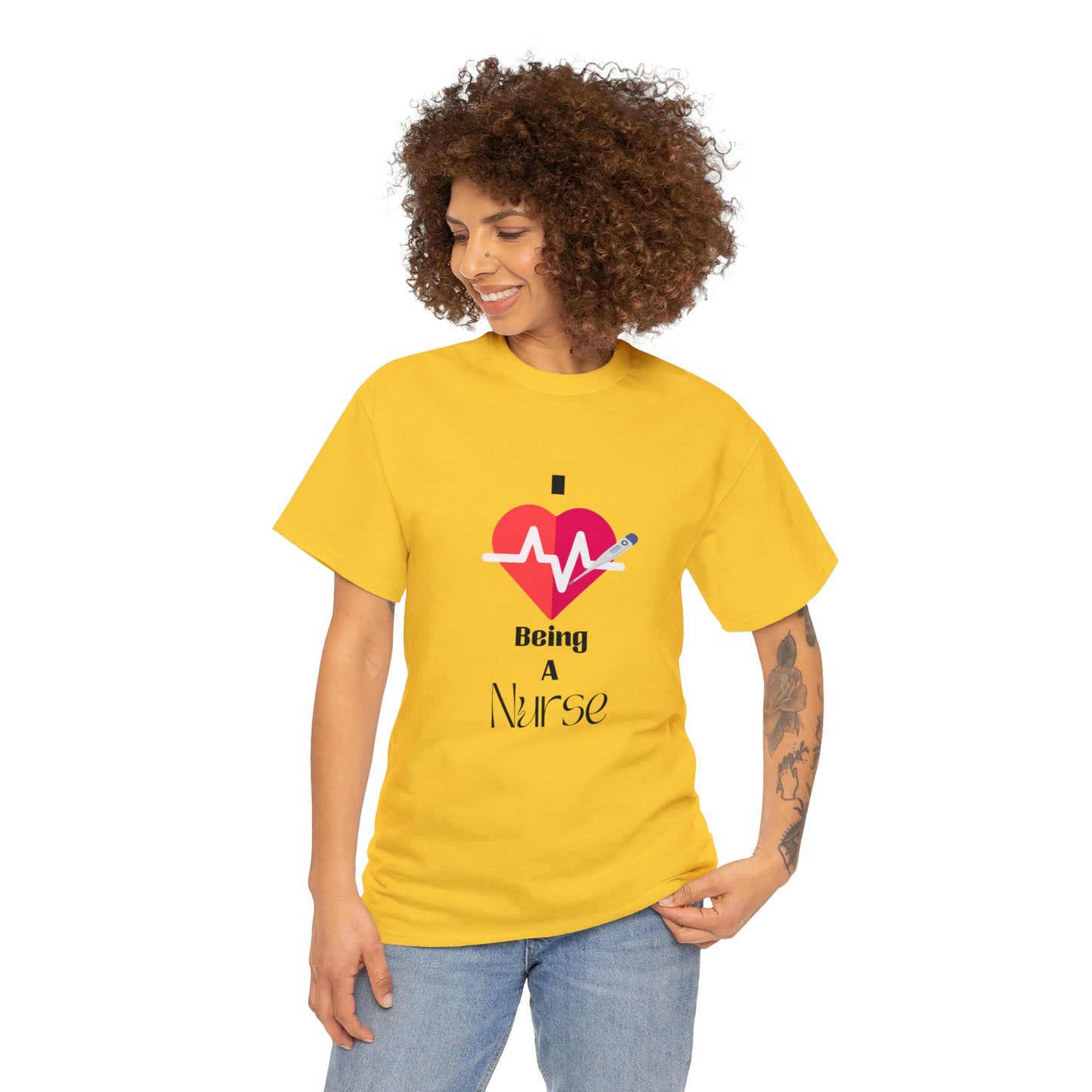 "I Love Being A Nurse" - Unisex Heavy Cotton Tee
