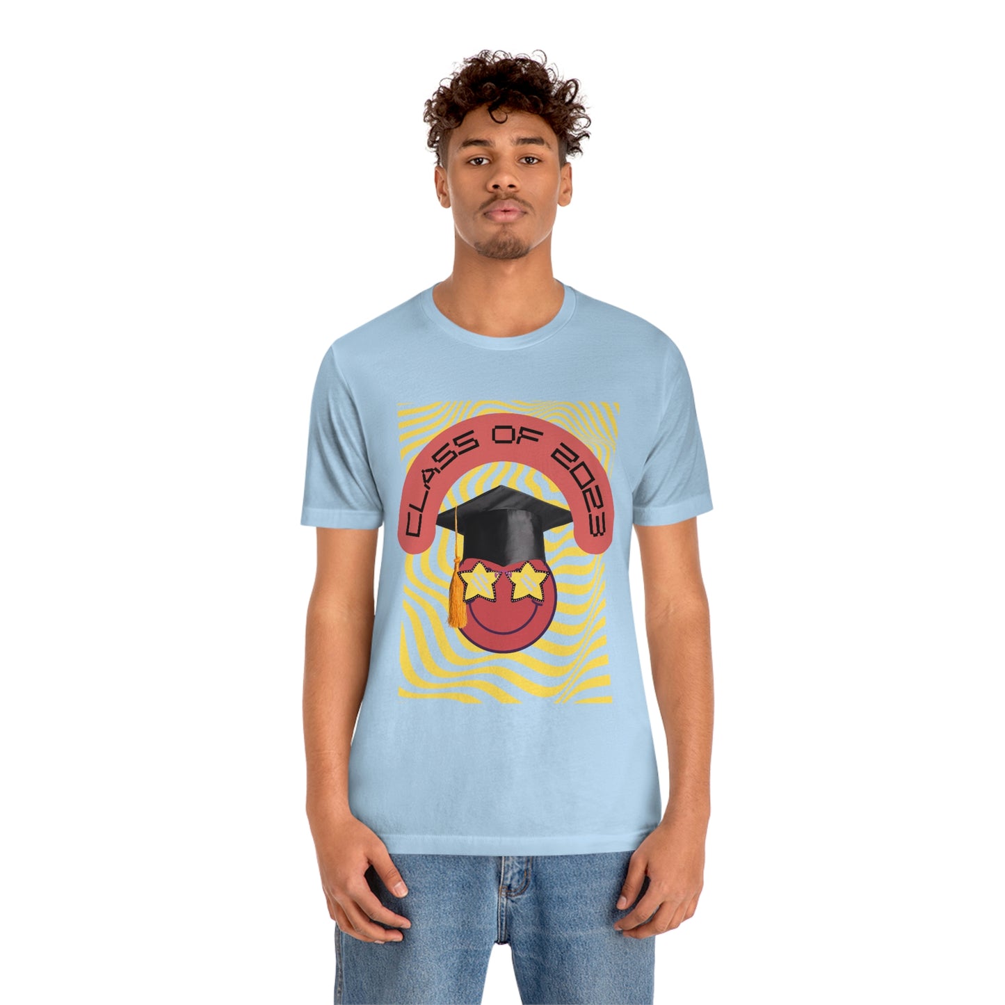 "Starry Eyed 2023 Smiley Graduate" Unisex Jersey Short Sleeve Tee