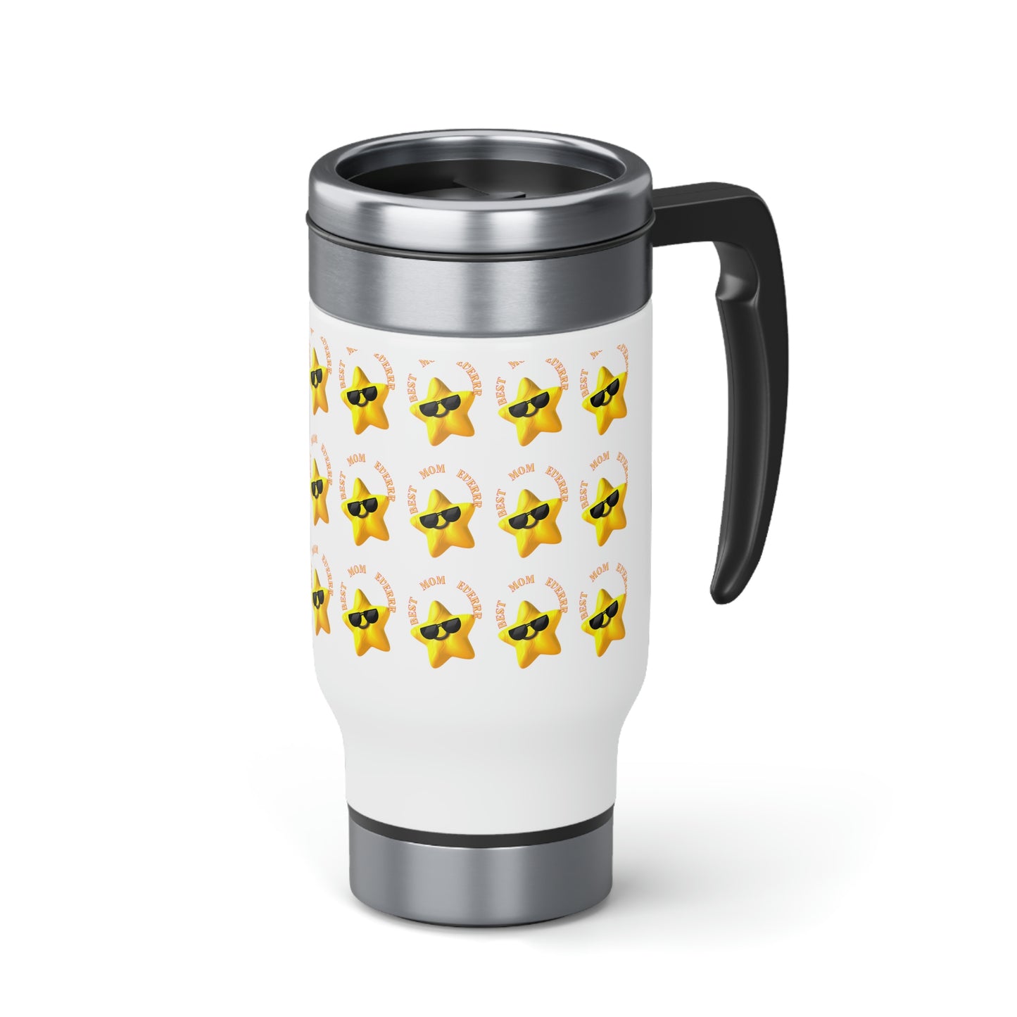 "Best Mom Everr" - Stainless Steel Travel Mug with Handle, 14oz