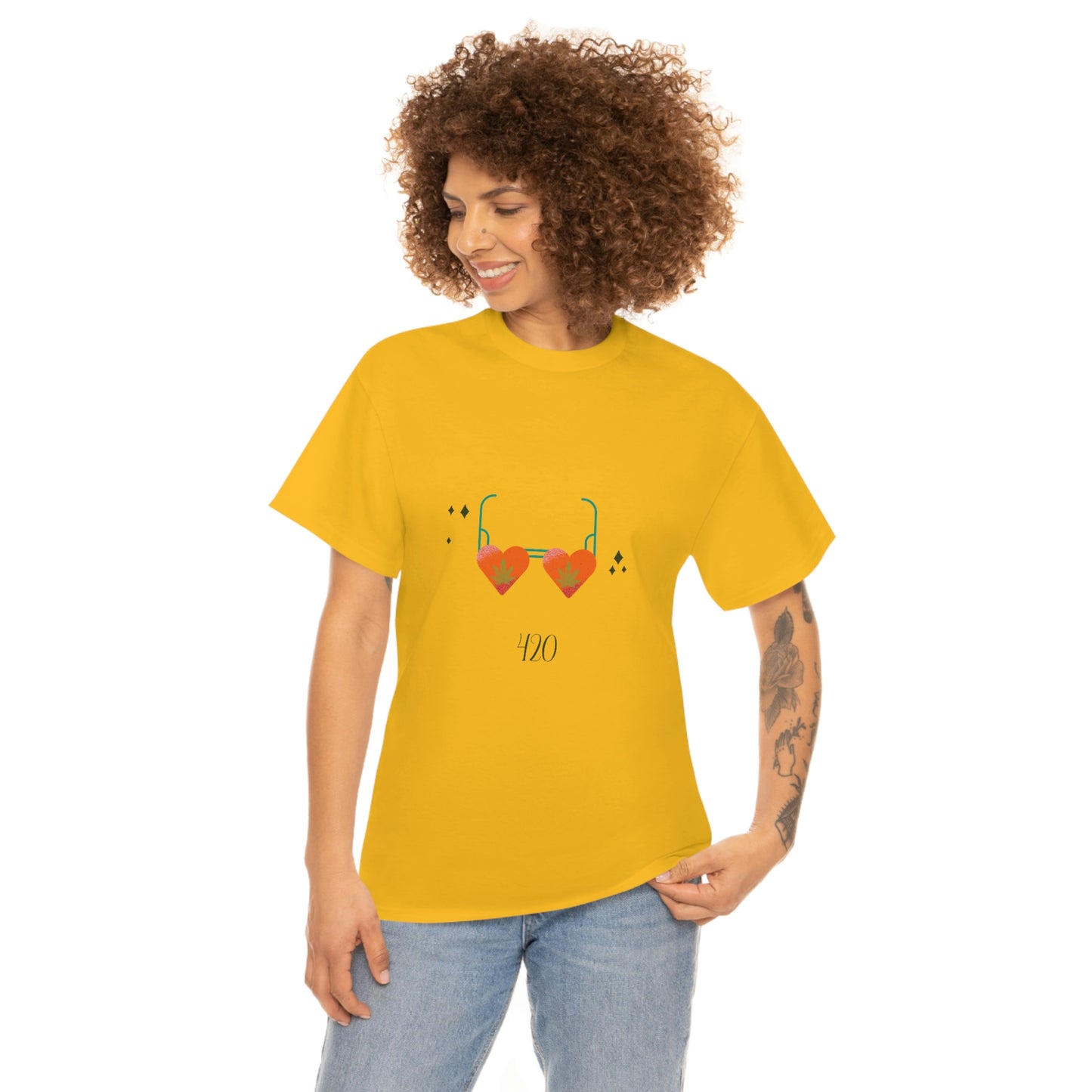 "Heart Shaped 420 Shades" Unisex Heavy Cotton Tee