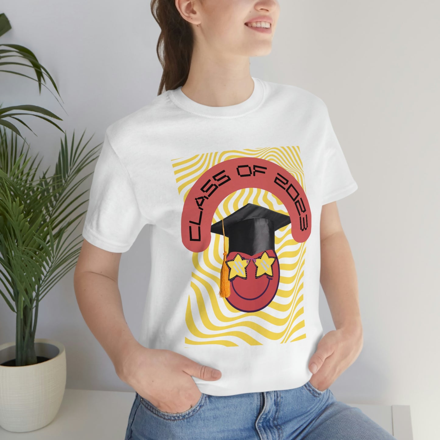"Starry Eyed 2023 Smiley Graduate" Unisex Jersey Short Sleeve Tee