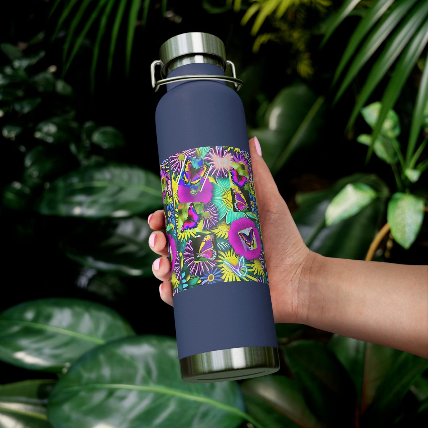 "Butterfly Garden" - Copper Vacuum Insulated Bottle, 22oz