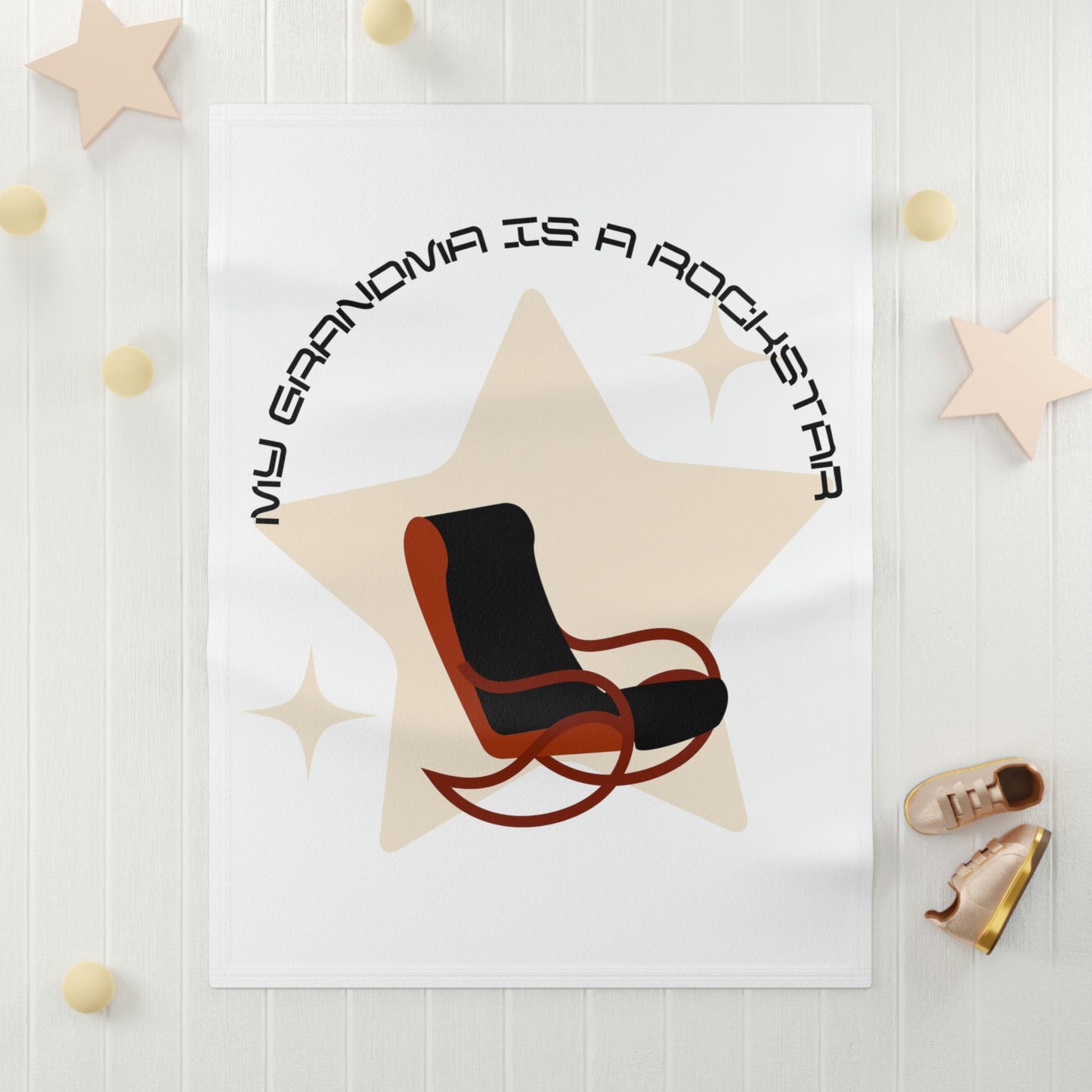 "My Grandma is a Rockstar" Large Design - Soft Fleece Baby Blanket