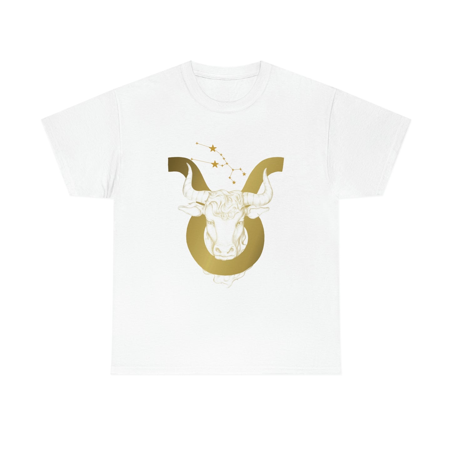 "Taurus Bull Head in Symbol" With White Background Unisex Heavy Cotton Tee