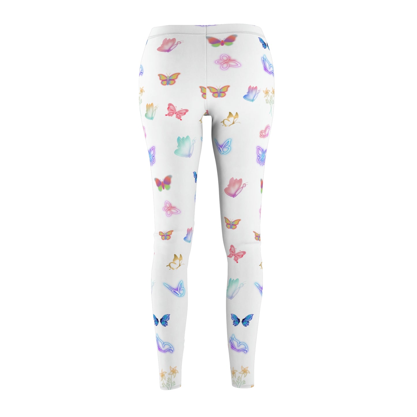 White Glowing Butterflies Women's Casual Leggings