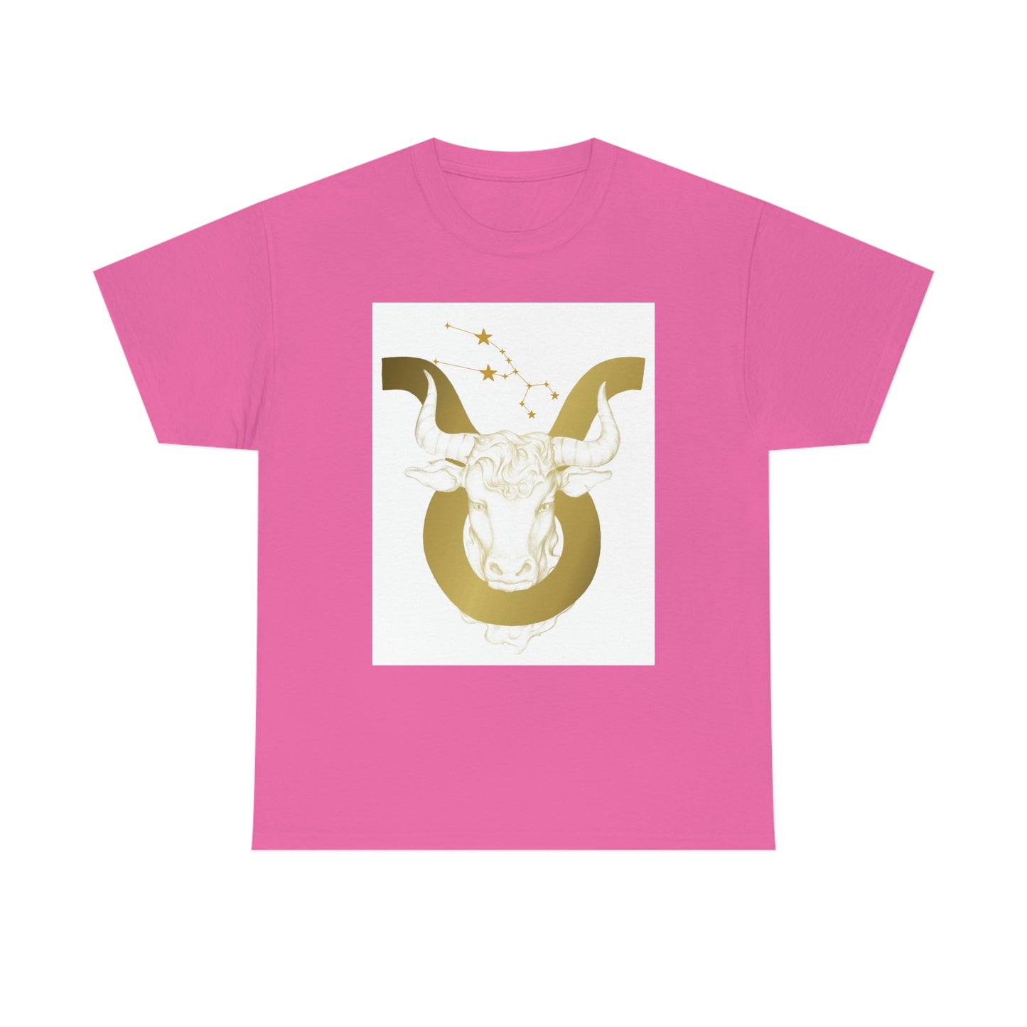 "Taurus Bull Head in Symbol" With White Background Unisex Heavy Cotton Tee