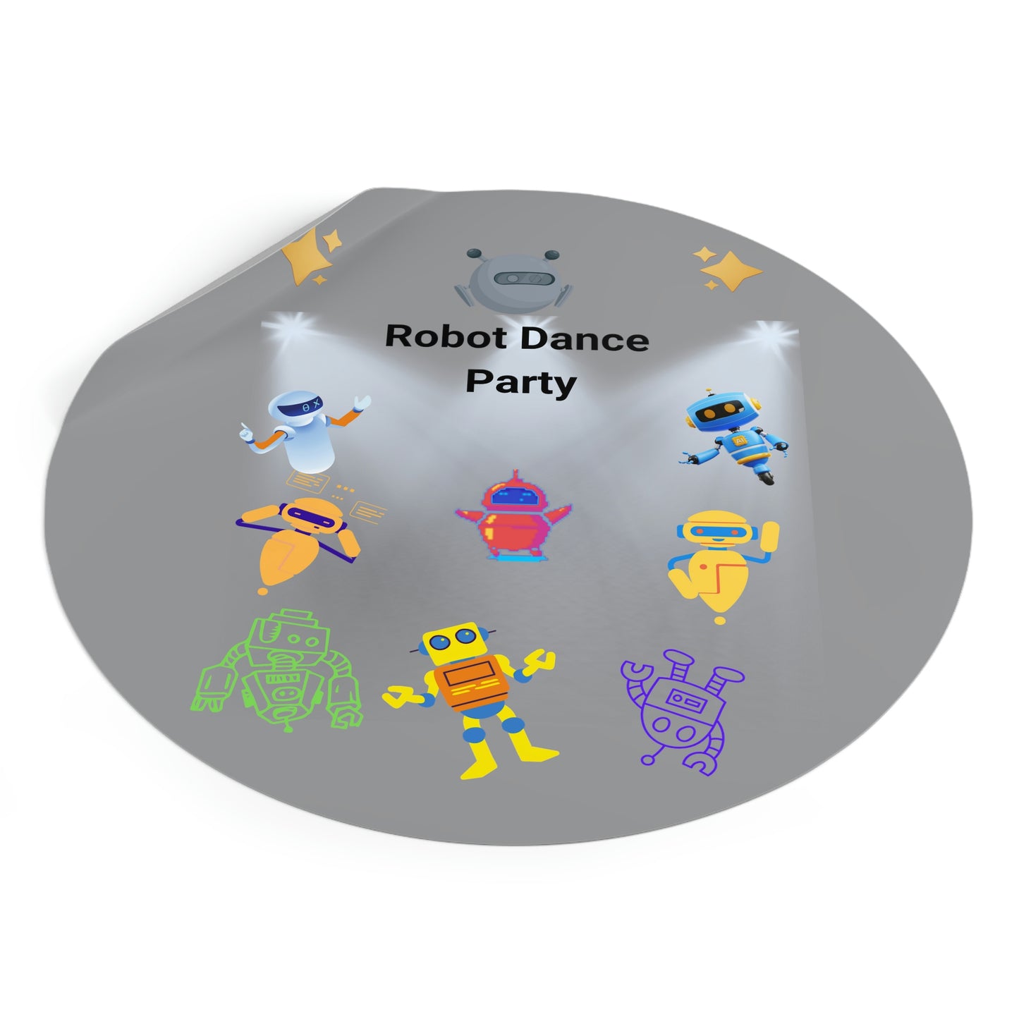 "Robot Dance Party" - Round Vinyl Stickers