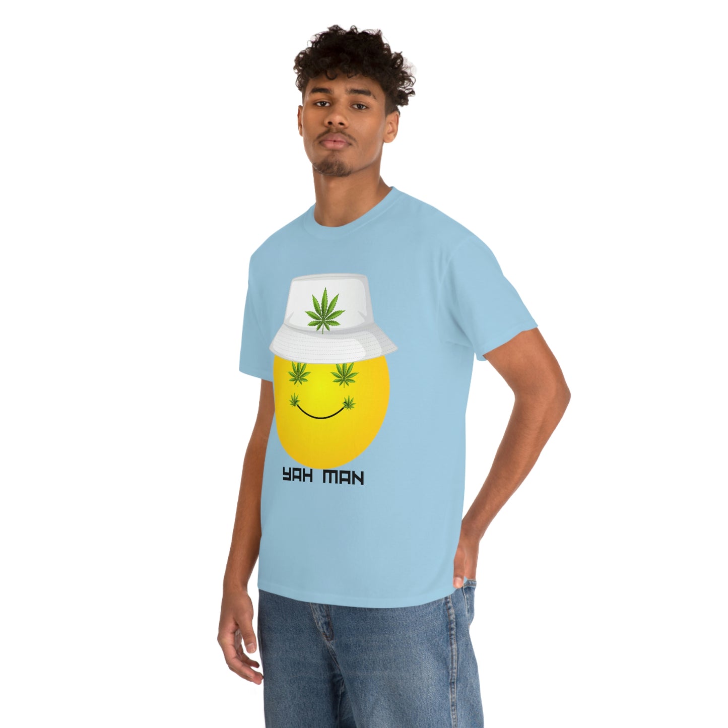 "Weed Emoji in Bucket Hat" Unisex Heavy Cotton Tee