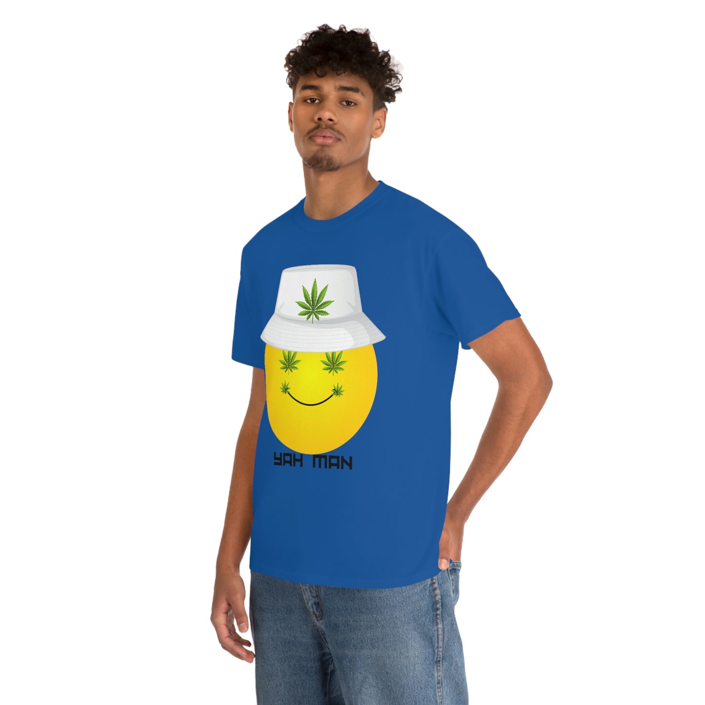"Weed Emoji in Bucket Hat" Unisex Heavy Cotton Tee