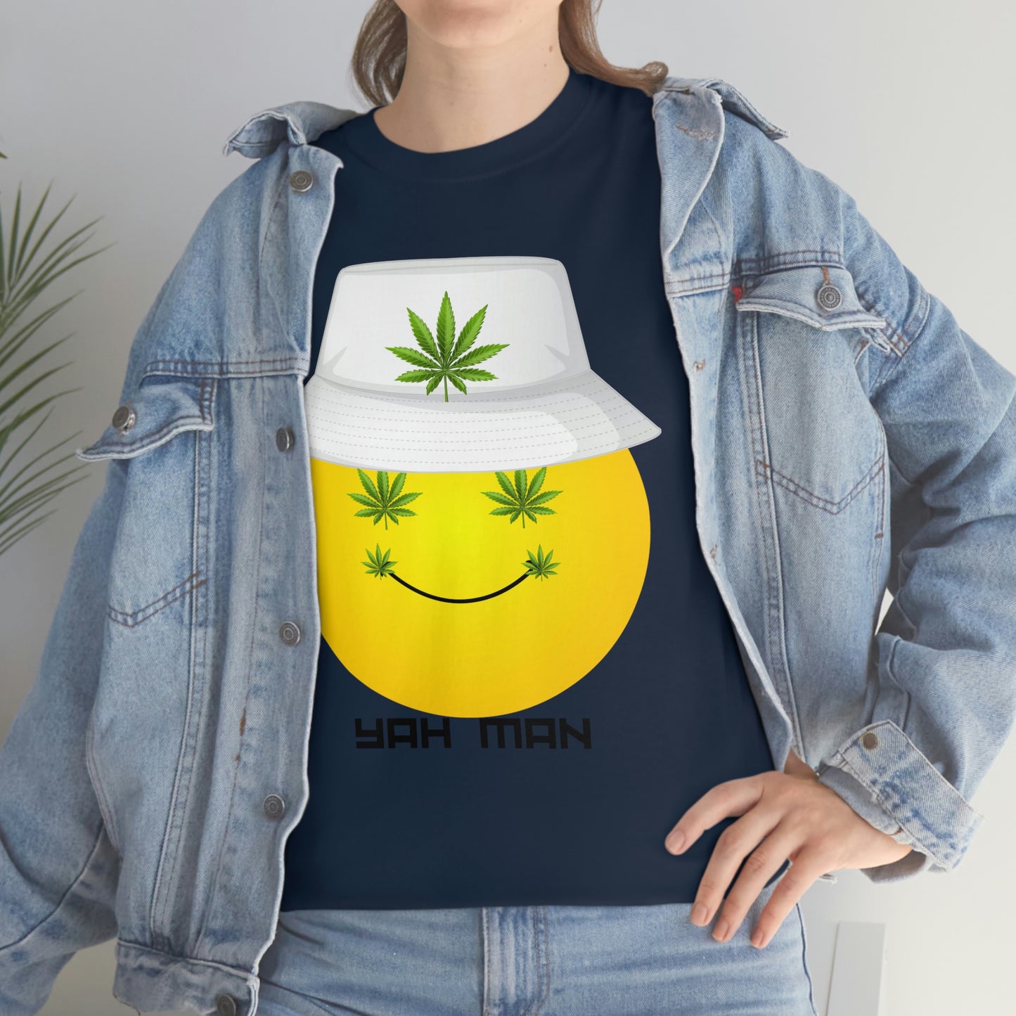 "Weed Emoji in Bucket Hat" Unisex Heavy Cotton Tee