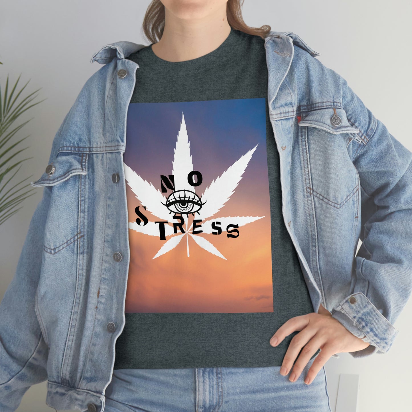 "No Stress Weed Leaf" Unisex Heavy Cotton Tee
