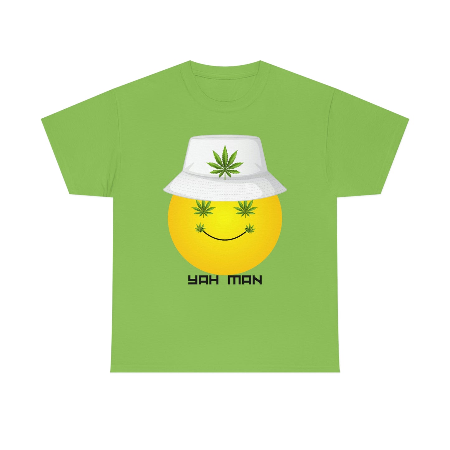 "Weed Emoji in Bucket Hat" Unisex Heavy Cotton Tee