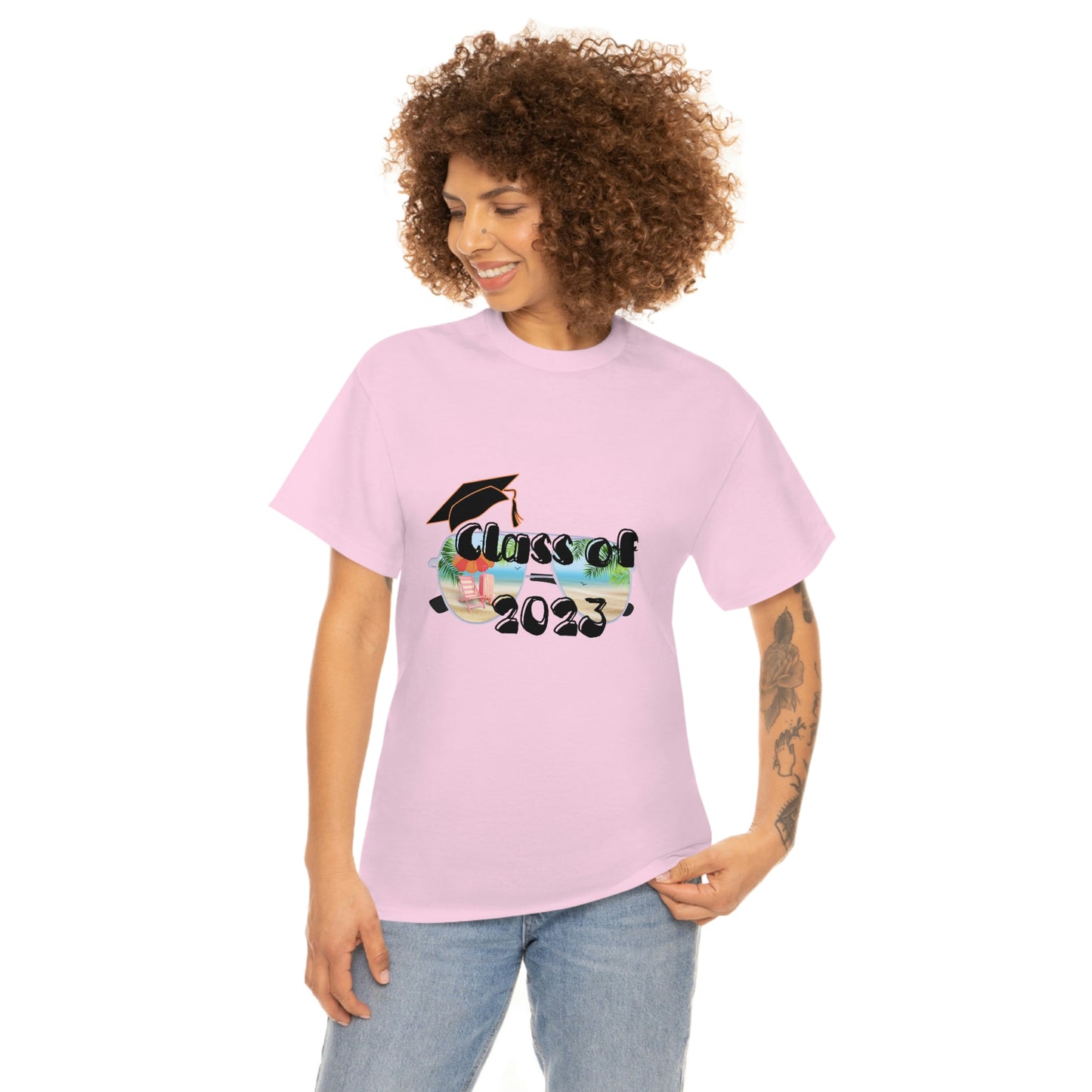 "Class of 2023 Cap over Shades": 2023 Graduate: Unisex Heavy Cotton Tee