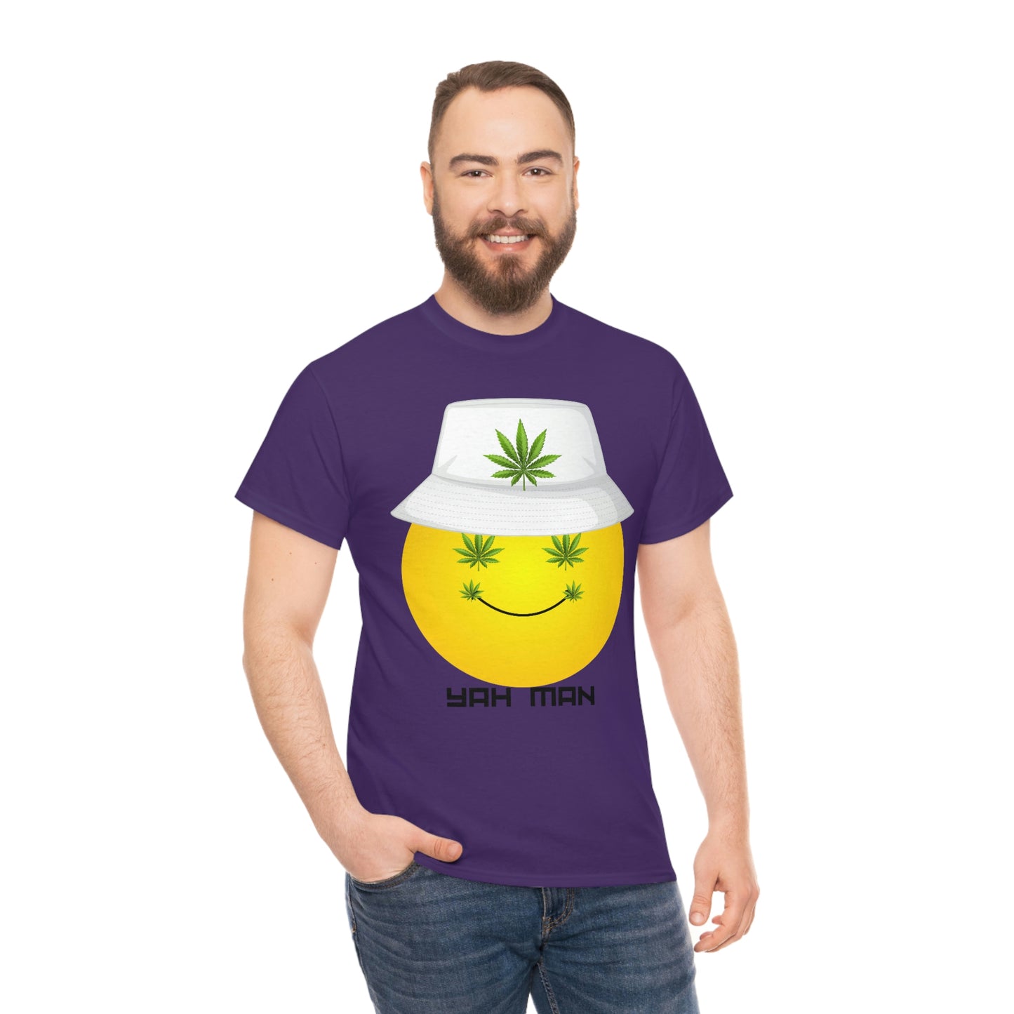 "Weed Emoji in Bucket Hat" Unisex Heavy Cotton Tee