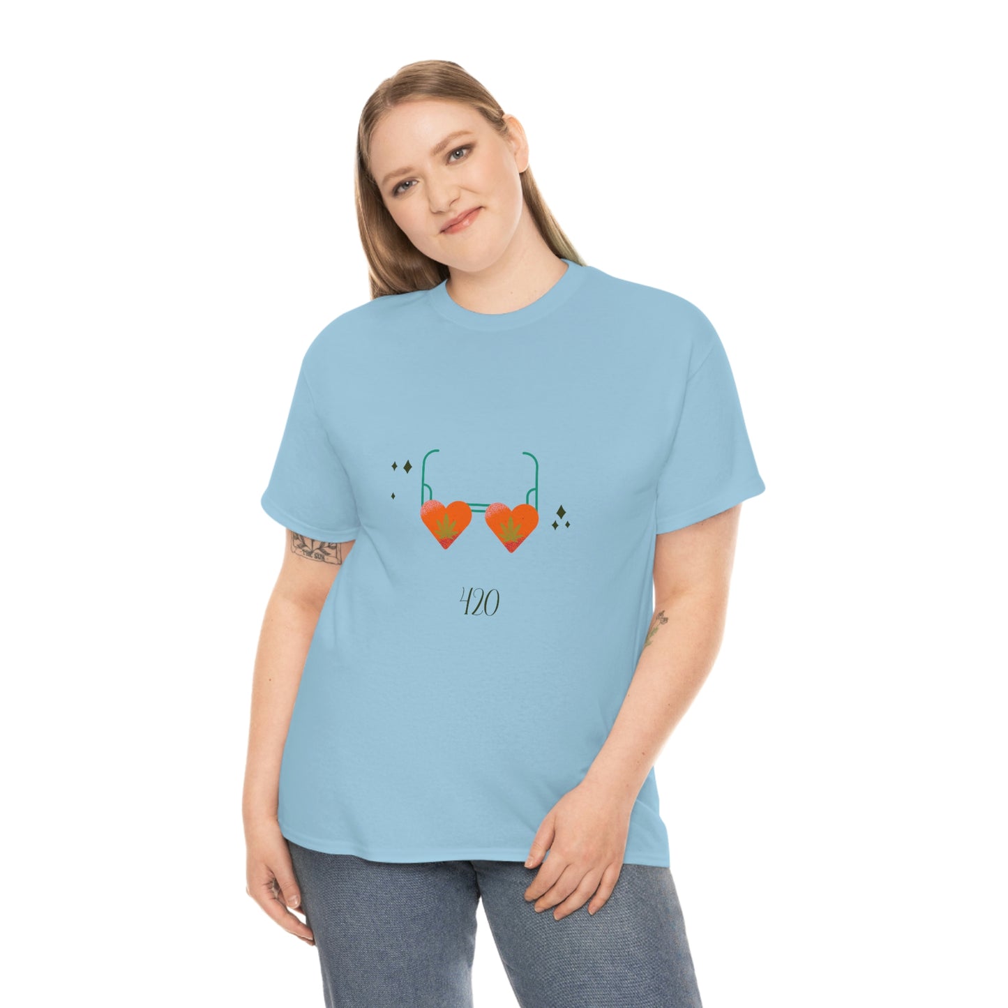 "Heart Shaped 420 Shades" Unisex Heavy Cotton Tee