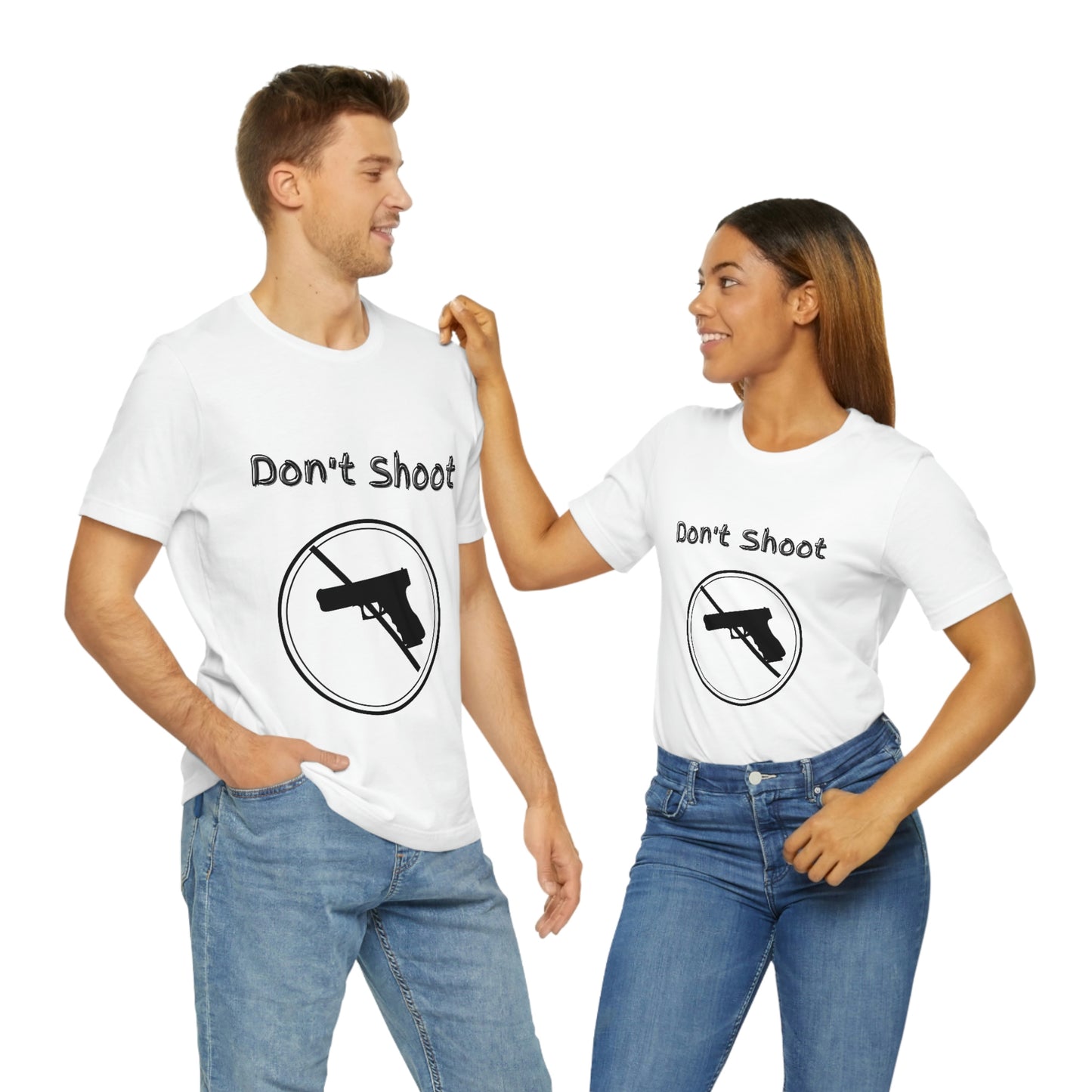 "Don't Shoot" Dark Font - Unisex Jersey Short Sleeve Tee
